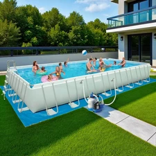 Каркасный бассейн Intex 28376, 975 х 488 х 132 см., песочный с хлоргенератором